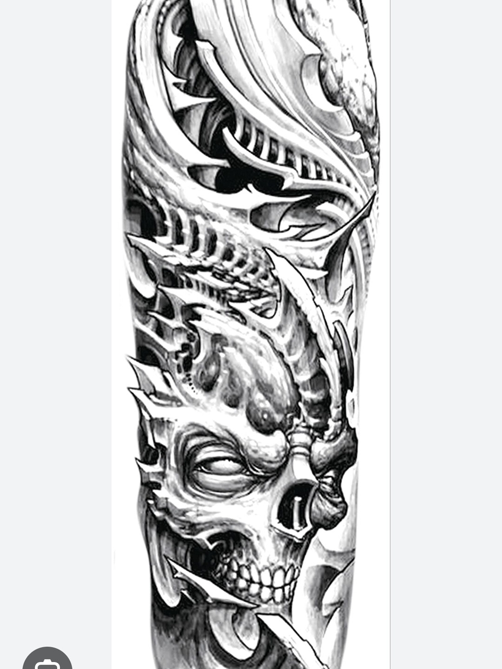 Temporary Tattoo - Black Skull Biomechanical Arm Art Print - Picture 2 of 3